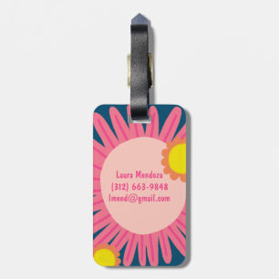 Roze Oranje aanjager GEPERSONALISEERD INITIALEN Bagagelabel