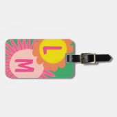 Roze Oranje aanjager GEPERSONALISEERD INITIALEN Bagagelabel (Voorkant horizontaal)