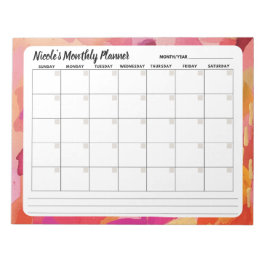 Roze Oranje Abstracte maandelijkse kalenderlaptop Notitieblok