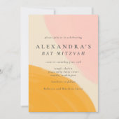 Roze Oranje Abstracte Waterverf Bat Mitzvah Kaart (Voorkant)