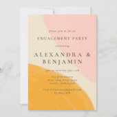 Roze Oranje Abstracte Waterverf Engagement Party Kaart (Voorkant)
