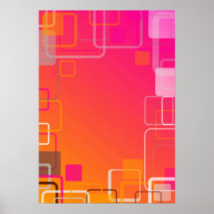 Roze-oranje achtergrond met kleurrijke pleinen poster
