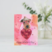 Roze Oranje Airedale Valentijnsdag Gift Dog Feestdagenkaart (Staand voorkant)