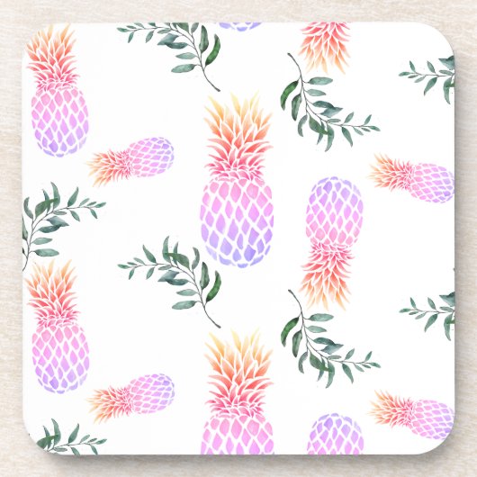 ROZE & ORANJE ANANAS BIER ONDERZETTER (Voorkant)