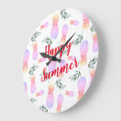 ROZE & ORANJE ANANAS HAPPY SUMMER GROTE KLOK (Hoek)