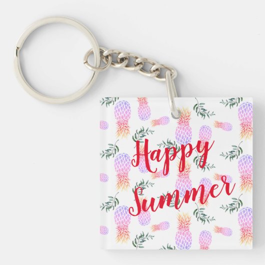 ROZE & ORANJE ANANAS HAPPY SUMMER SLEUTELHANGER (Voorkant)