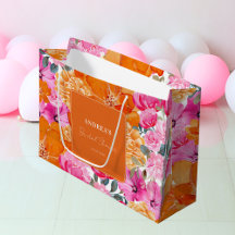 Roze Oranje Aquarel Bloemachtige Bruiloftsshower
