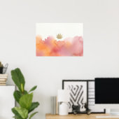 Roze Oranje Aquarel Lotus Poster (Thuiskantoor)
