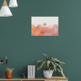 Roze Oranje Aquarel Lotus Poster
