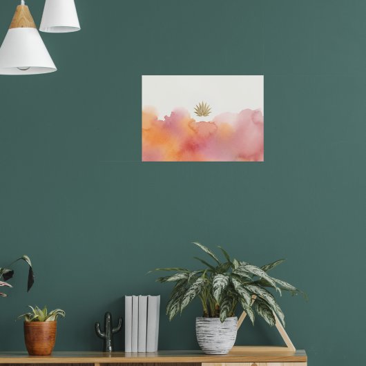 Roze Oranje Aquarel Lotus Poster (Woonkamer 1)