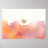 Roze Oranje Aquarel Lotus Poster (Voorkant)