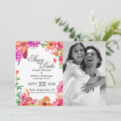 Roze Oranje Aquarel Tuin Save the Dates Kaart (Staand voorkant)