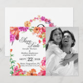 Roze Oranje Aquarel Tuin Save the Dates Kaart (Voorkant / Achterkant)