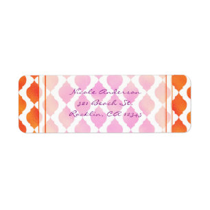 Roze & Oranje Arabische Marokkaanse Glam uitnodigi Etiket