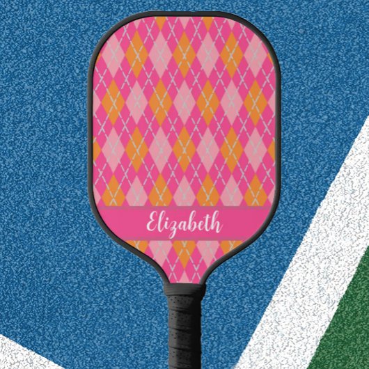 Roze oranje argyle preppy aangepaste pickleball-pa pickleball paddle