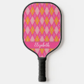 Roze oranje argyle preppy aangepaste pickleball-pa pickleball paddle (Voorkant)