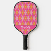 Roze oranje argyle preppy aangepaste pickleball-pa pickleball paddle (Achterkant)