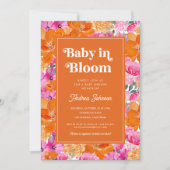Roze Oranje Baby in het Baby shower van de platte  Kaart (Voorkant)