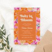 Roze Oranje Baby in het Baby shower van de platte  Kaart
