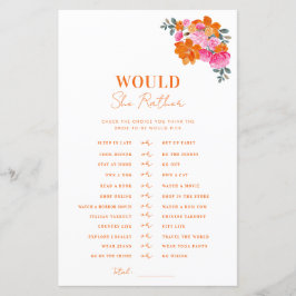 Roze Oranje Baby shower zou ze liever spel