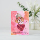 Roze Oranje beagle Valentijnsdag Gift Dog Feestdagenkaart (Staand voorkant)