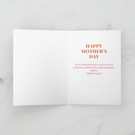 Roze Oranje Beste Moeder Ooit Foto Moederdag Kaart (Binnen)