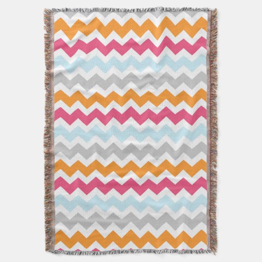 Roze Oranje blauw Chevron Pattern Drow Blanket Deken (Voorkant Verticaal)
