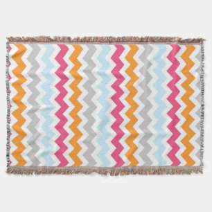 Roze Oranje blauw Chevron Pattern Drow Blanket Deken