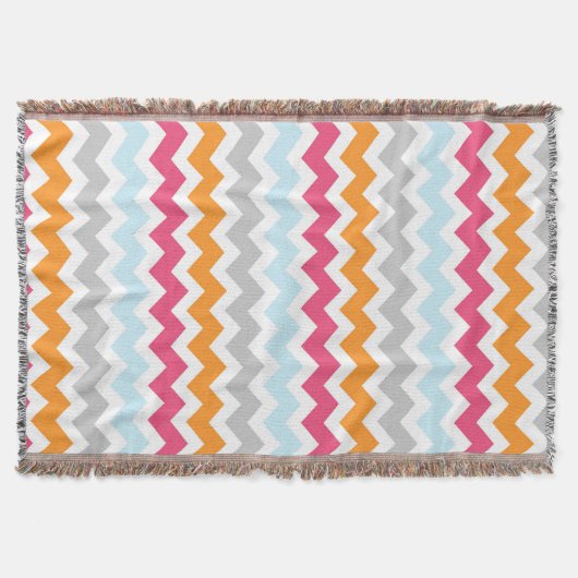 Roze Oranje blauw Chevron Pattern Drow Blanket Deken (Voorkant)
