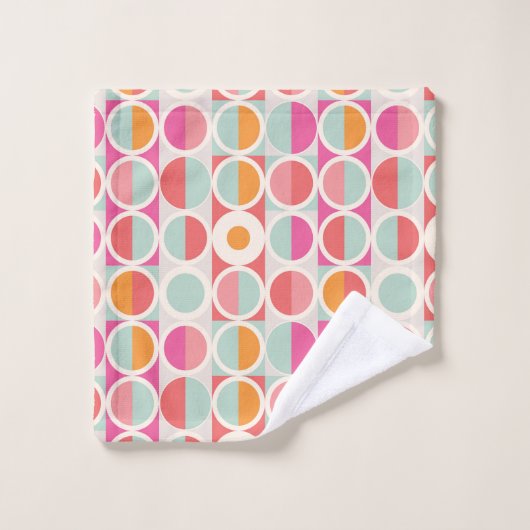 Roze Oranje Blauw Geometrisch Patroon Bad Handdoek (Wasdoekje)