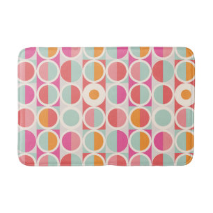 Roze Oranje Blauw Geometrisch Patroon Badmat