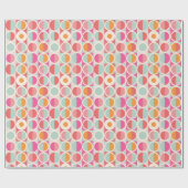 Roze Oranje Blauw Geometrisch Patroon Cadeaupapier (Vlak)