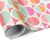 Roze Oranje Blauw Geometrisch Patroon Cadeaupapier (Rol Hoek)