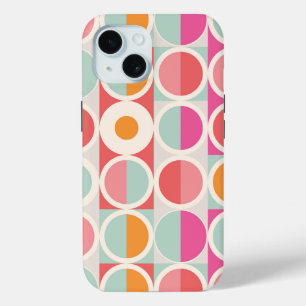 Roze Oranje Blauw Geometrisch Patroon iPhone 15 Case