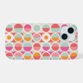 Roze Oranje Blauw Geometrisch Patroon iPhone 15 Case (Achterkant horizontaal)
