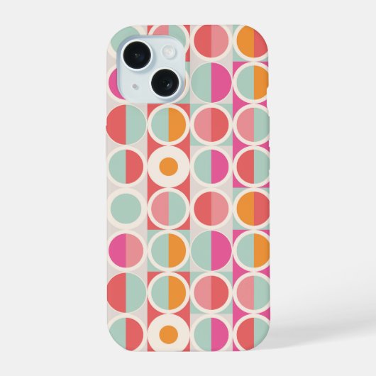 Roze Oranje Blauw Geometrisch Patroon iPhone 15 Case (Achterkant)