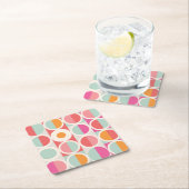 Roze Oranje Blauw Geometrisch Patroon Kartonnen Onderzetters (Insitu)