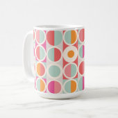 Roze Oranje Blauw Geometrisch Patroon Koffiemok (Voorkant links)