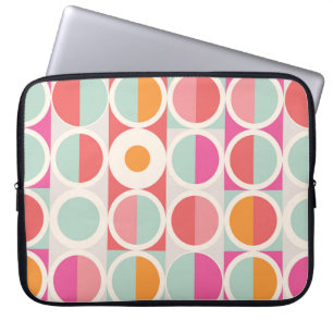 Roze Oranje Blauw Geometrisch Patroon Laptop Sleeve
