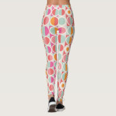 Roze Oranje Blauw Geometrisch Patroon Leggings (Achterkant)