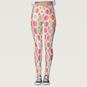 Roze Oranje Blauw Geometrisch Patroon Leggings (Voorkant)