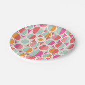 Roze Oranje Blauw Geometrisch Patroon Papieren Bordje (Gekanteld)