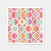 Roze Oranje Blauw Geometrisch Patroon Servet (Voorkant)