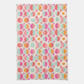 Roze Oranje Blauw Geometrisch Patroon Theedoek (Verticaal)