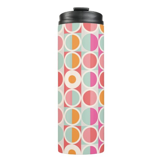 Roze Oranje Blauw Geometrisch Patroon Thermosbeker (Voorkant)