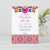 Roze oranje blauw Mexicaanse tegels allemaal in éé Kaart (Staand voorkant)