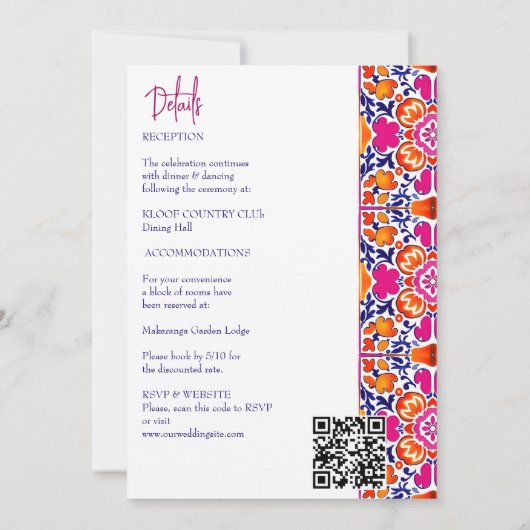 Roze oranje blauw Mexicaanse tegels allemaal in éé Kaart (Achterkant)