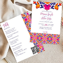 Roze oranje blauw Mexicaanse tegels allemaal in éé Kaart