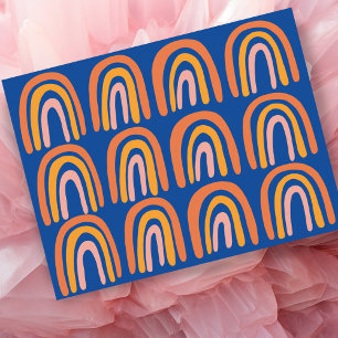 Roze Oranje blauw zoet regenboogpatroon Briefkaart