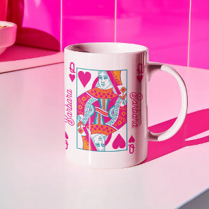 Roze Oranje Blauwe Hartendame Maatwerk Koffiemok